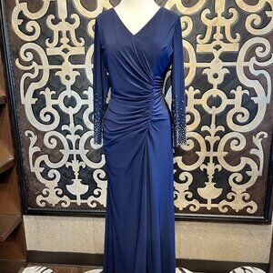 Xscape blue gathered beaded grown